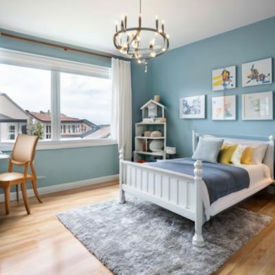 Clean Kids Room In A House With Whites And Blue 